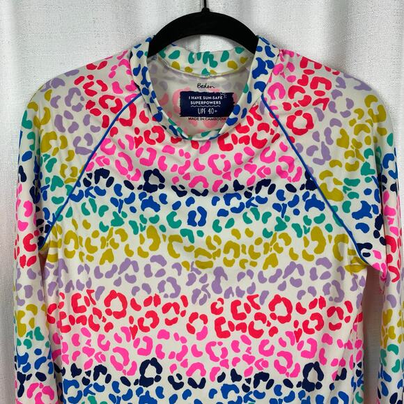 Boden Mini Boden Girls Rainbow Leopard Print Rash Guard Sz.15-16Y - Picture 3 of 13